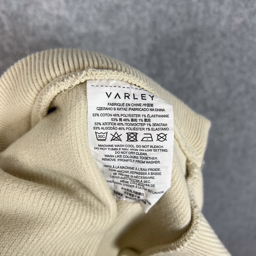 Varley Ivory Manning Ribbed Knit Side Zip Crewneck Sweatshirt Size Small - Picture 9 of 12